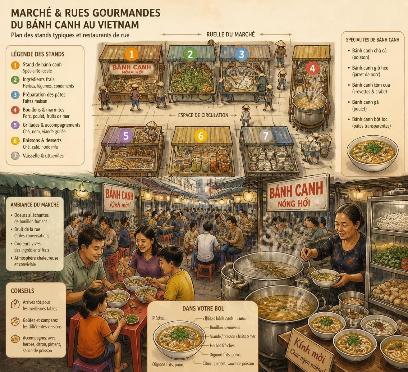 découvrez bánh canh, les grosses nouilles de tapioca typiques du centre-sud du vietnam, souvent oubliées par les voyageurs mais incontournables pour une expérience culinaire authentique.