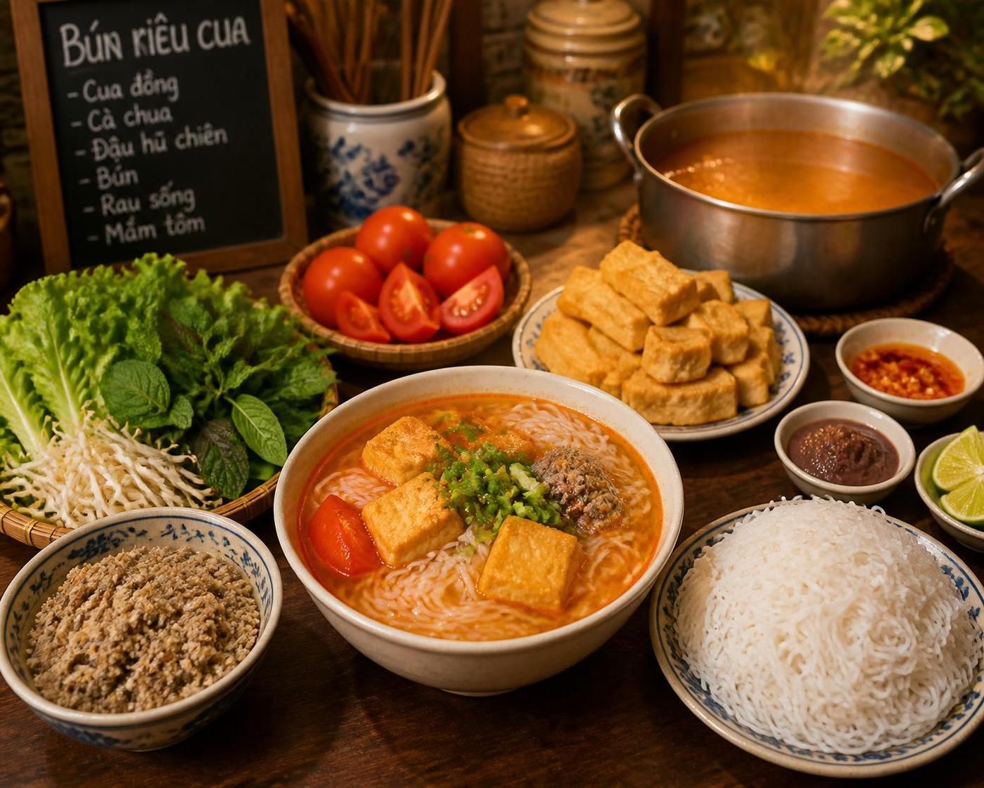 découvrez le bún riêu cua, la délicieuse soupe vietnamienne aux crabes de rivière et à la tomate, savoureuse spécialité matinale des ruelles de hanoï.