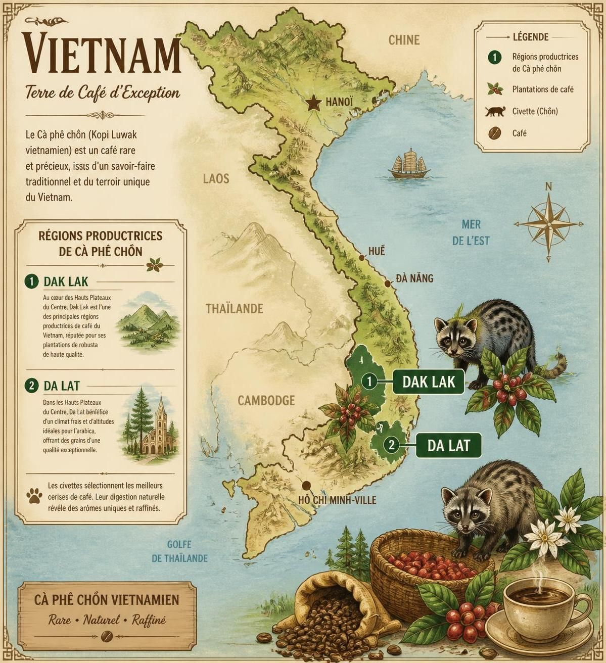 découvrez la vérité sans filtre sur le cà phê chồn, le café civette le plus célèbre et controversé du vietnam, entre traditions authentiques et débats passionnés.