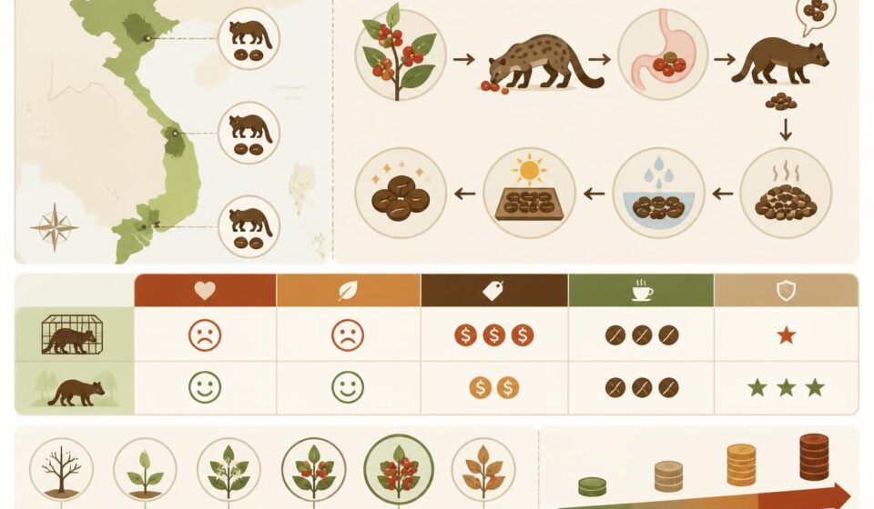 découvrez la vérité sans filtre sur le cà phê chồn (café civette), le café le plus célèbre et controversé du vietnam, entre tradition, saveurs uniques et enjeux éthiques.