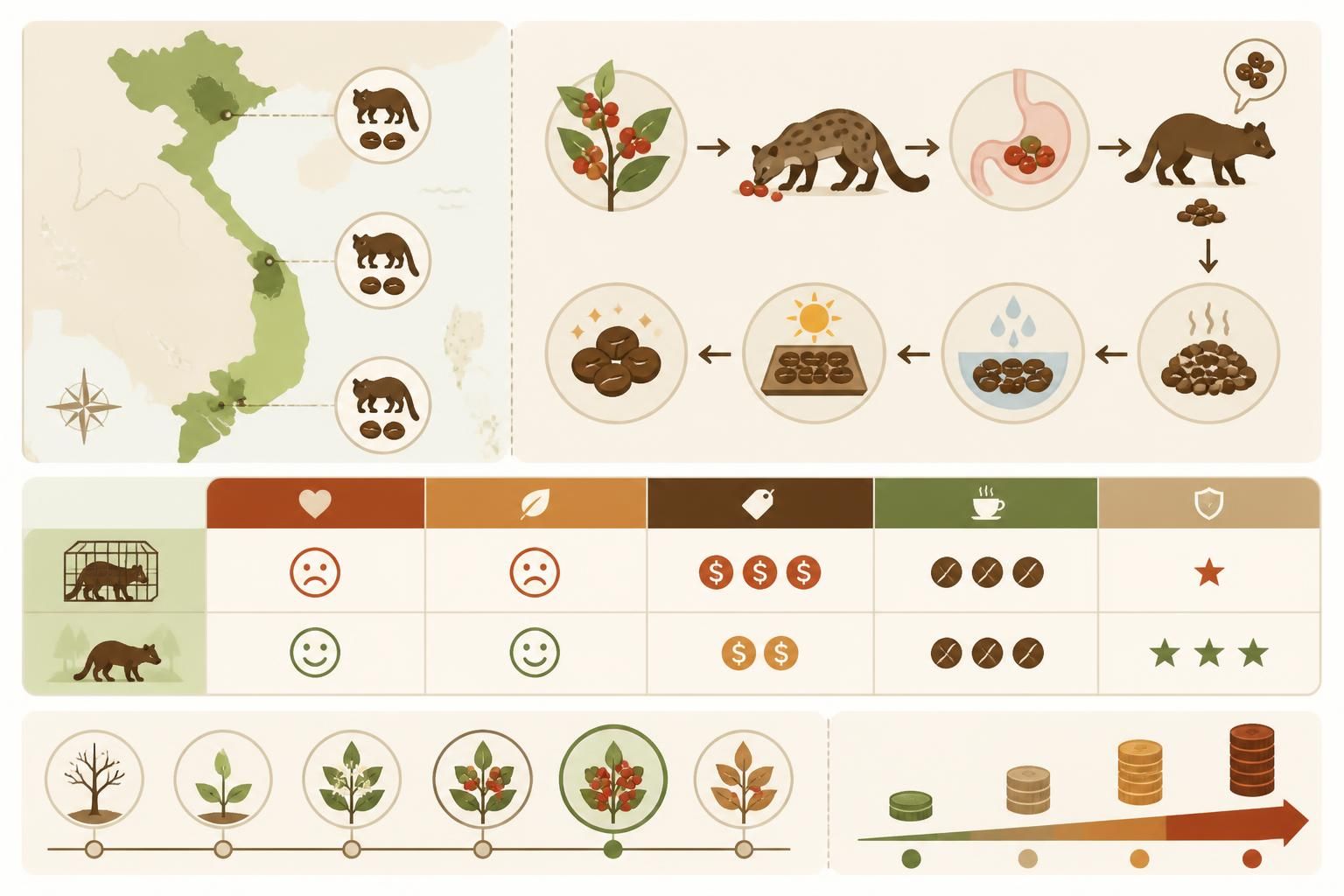 découvrez la vérité sans filtre sur le cà phê chồn (café civette), le café le plus célèbre et controversé du vietnam, entre tradition, saveurs uniques et enjeux éthiques.