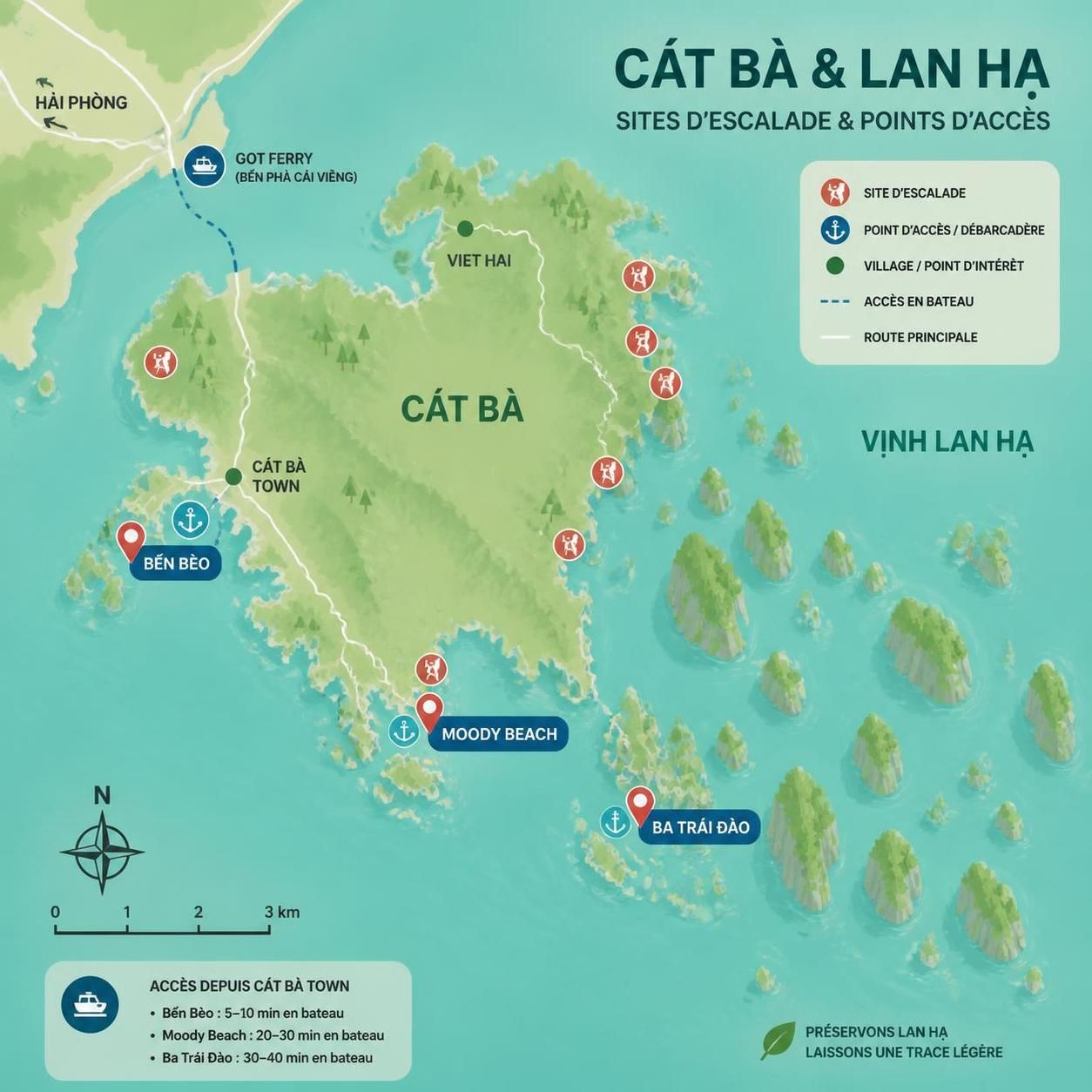 découvrez l'escalade sur les impressionnants karsts de cát bà, avec des parois verticales surplombant les eaux émeraude spectaculaires de la baie de lan hạ, un paradis pour les amateurs d'aventure et de paysages exceptionnels.