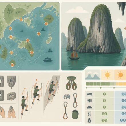 découvrez l'escalade spectaculaire sur les karsts de cát bà, offrant des parois verticales impressionnantes surplombant les eaux émeraude de la baie de lan hạ, un paradis pour les aventuriers et amoureux de la nature.