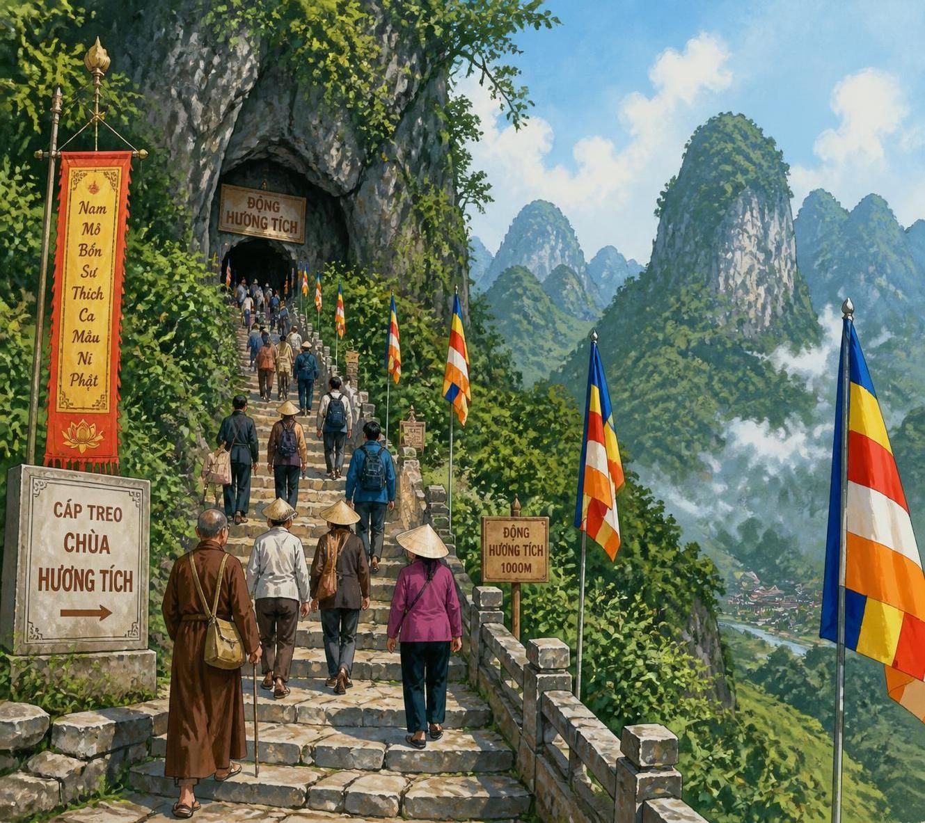 découvrez la pagode hương, célèbre site de pèlerinage printanier au vietnam, niché entre lacs paisibles, formations karstiques majestueuses et une foule de dévots passionnés.
