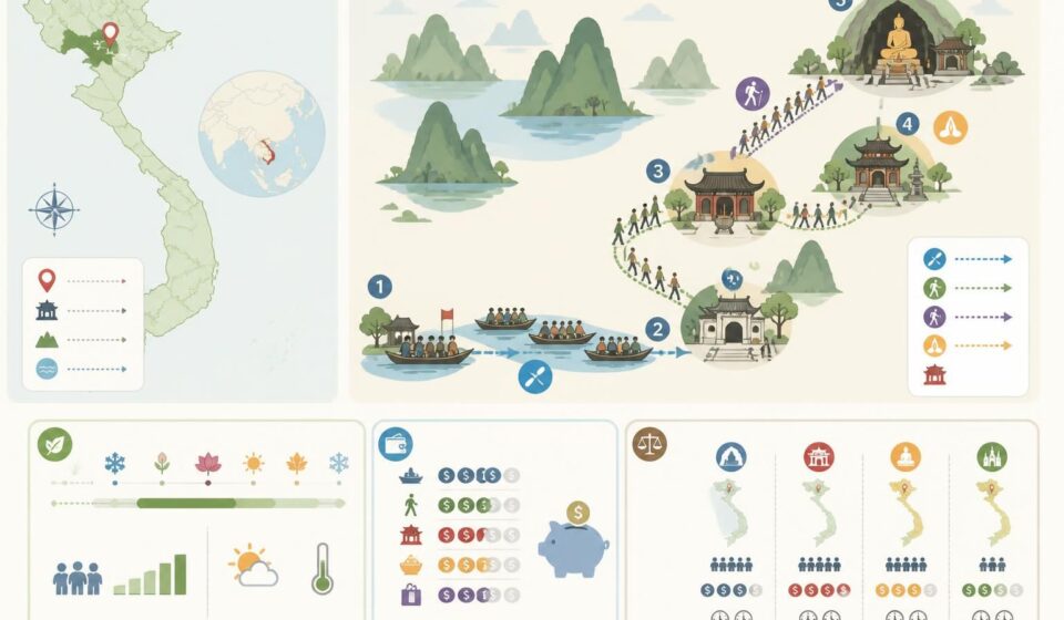 découvrez la pagode hương, lieu de pèlerinage emblématique du printemps au vietnam, entre paisibles lacs, formations karstiques impressionnantes et une foule de dévots en quête de spiritualité.