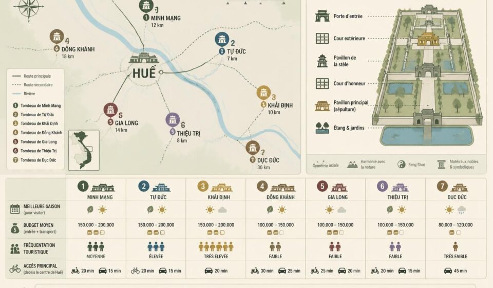 découvrez les tombeaux royaux de huế, notamment ceux de minh mạng et tự đức, ainsi que des sépultures méconnues que même les voyageurs passionnés oublient souvent de visiter.