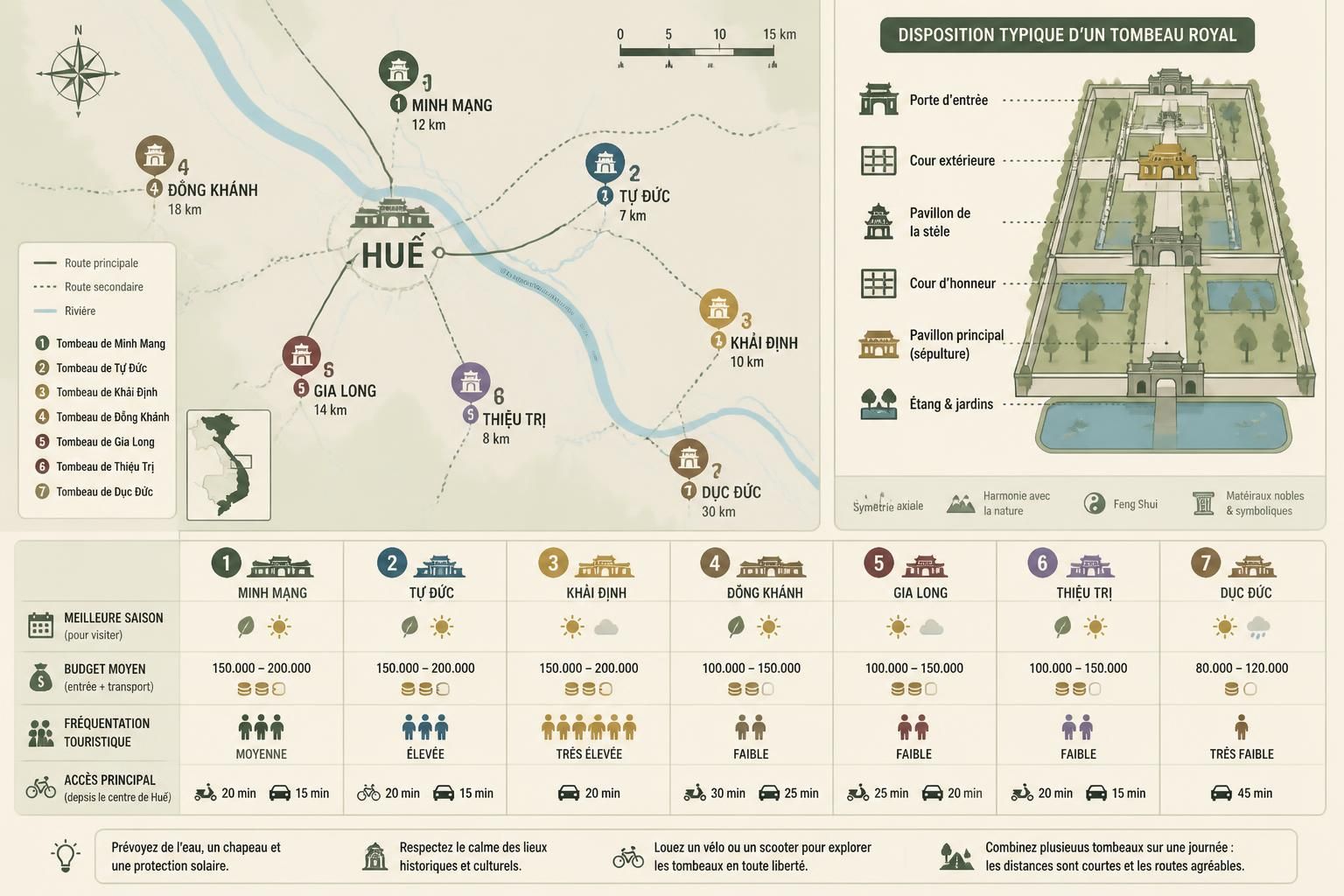 découvrez les tombeaux royaux de huế, notamment ceux de minh mạng et tự đức, ainsi que des sépultures méconnues que même les voyageurs passionnés oublient souvent de visiter.
