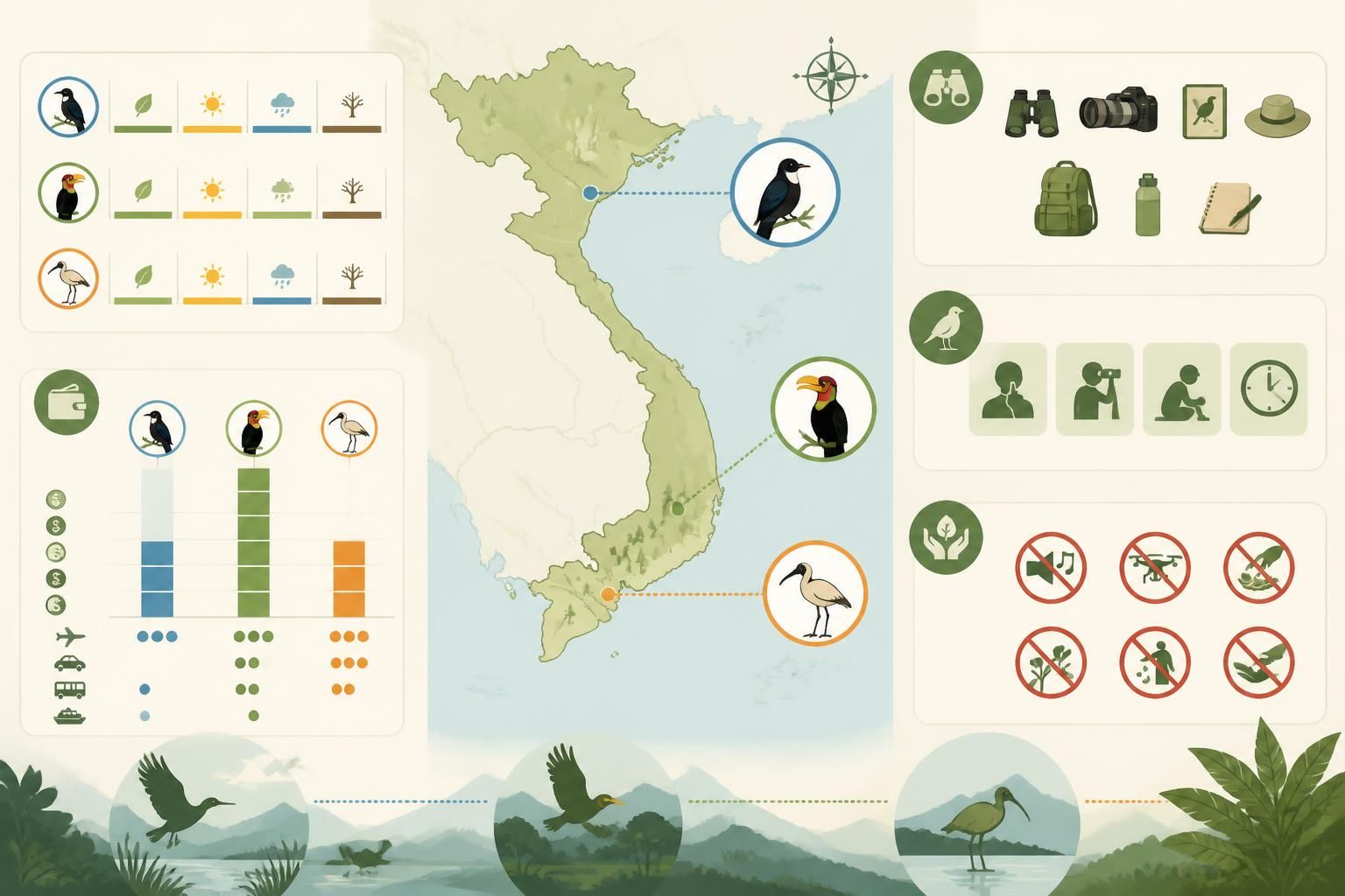 découvrez les meilleurs sites d'observation des oiseaux au vietnam, comme van long, cát tiên et bà bể, des lieux secrets prisés par les ornithologues pour une expérience unique en pleine nature.