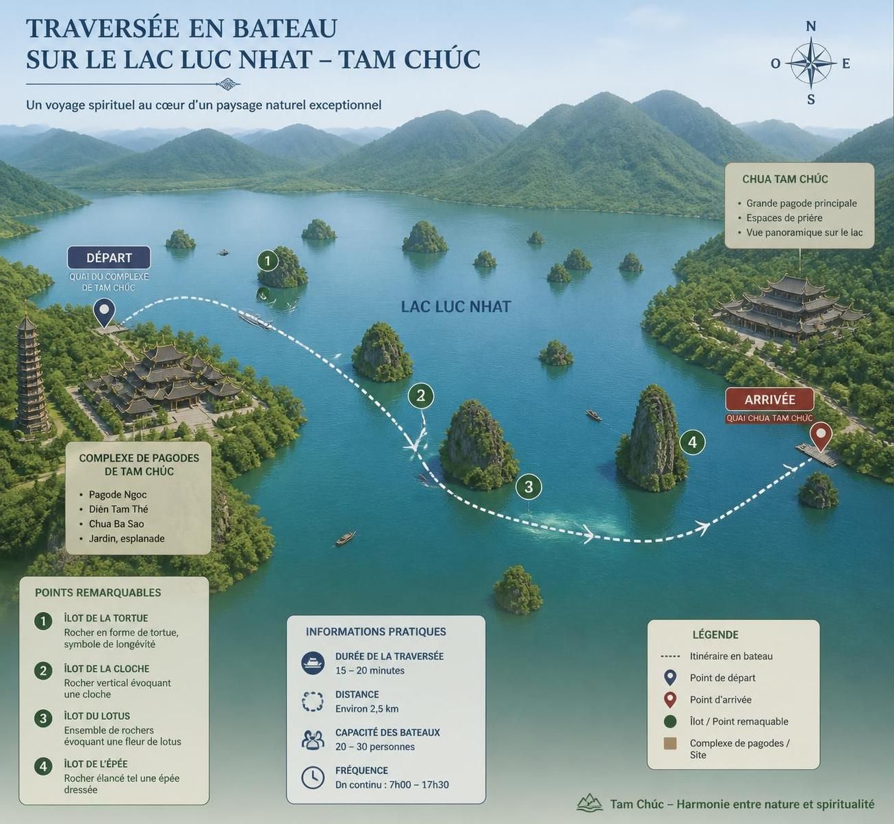 découvrez tam chúc à hà nam, le plus grand complexe de pagodes au monde, un lieu magique où karsts spectaculaires, lacs paisibles et sérénité vous invitent à la contemplation et à la reconnexion avec la nature.