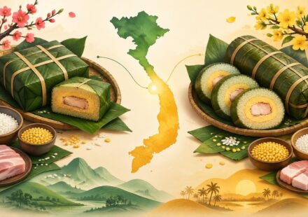 Bánh tét et bánh chưng : les gâteaux du Têt, Nord vs Sud — et ce que le choix révèle de l’identité du pays bánh chưng du nord, bánh tét du sud : découvrez les différences entre ces gâteaux du têt et ce qu’ils révèlent de l’identité vietnamienne.