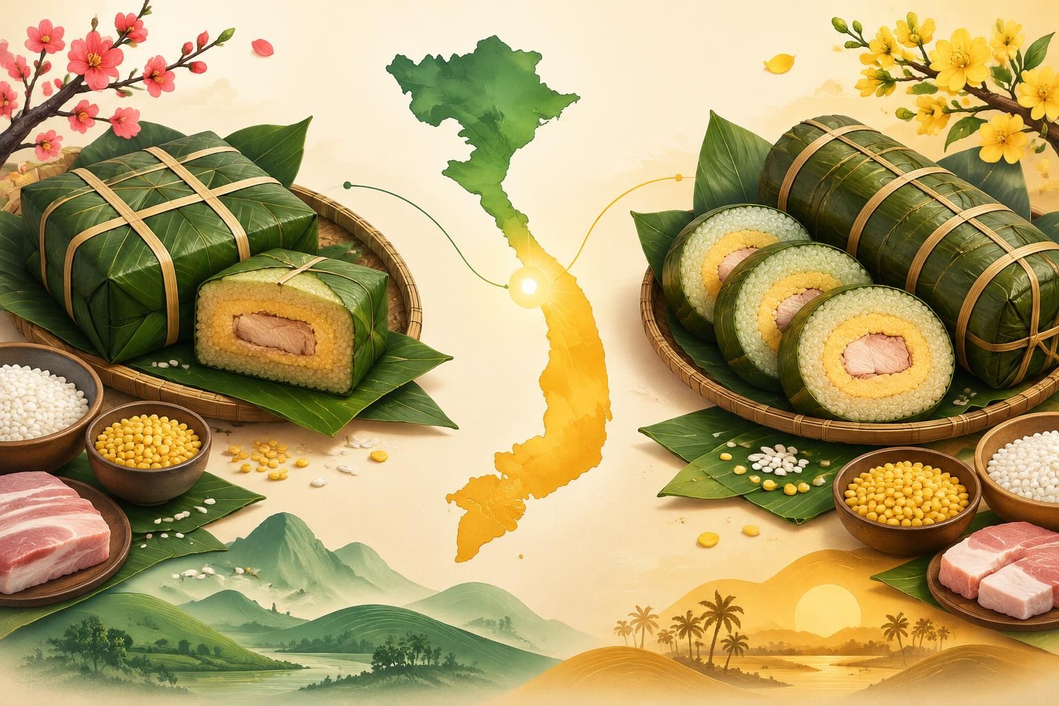 bánh chưng du nord, bánh tét du sud : découvrez les différences entre ces gâteaux du têt et ce qu’ils révèlent de l’identité vietnamienne.