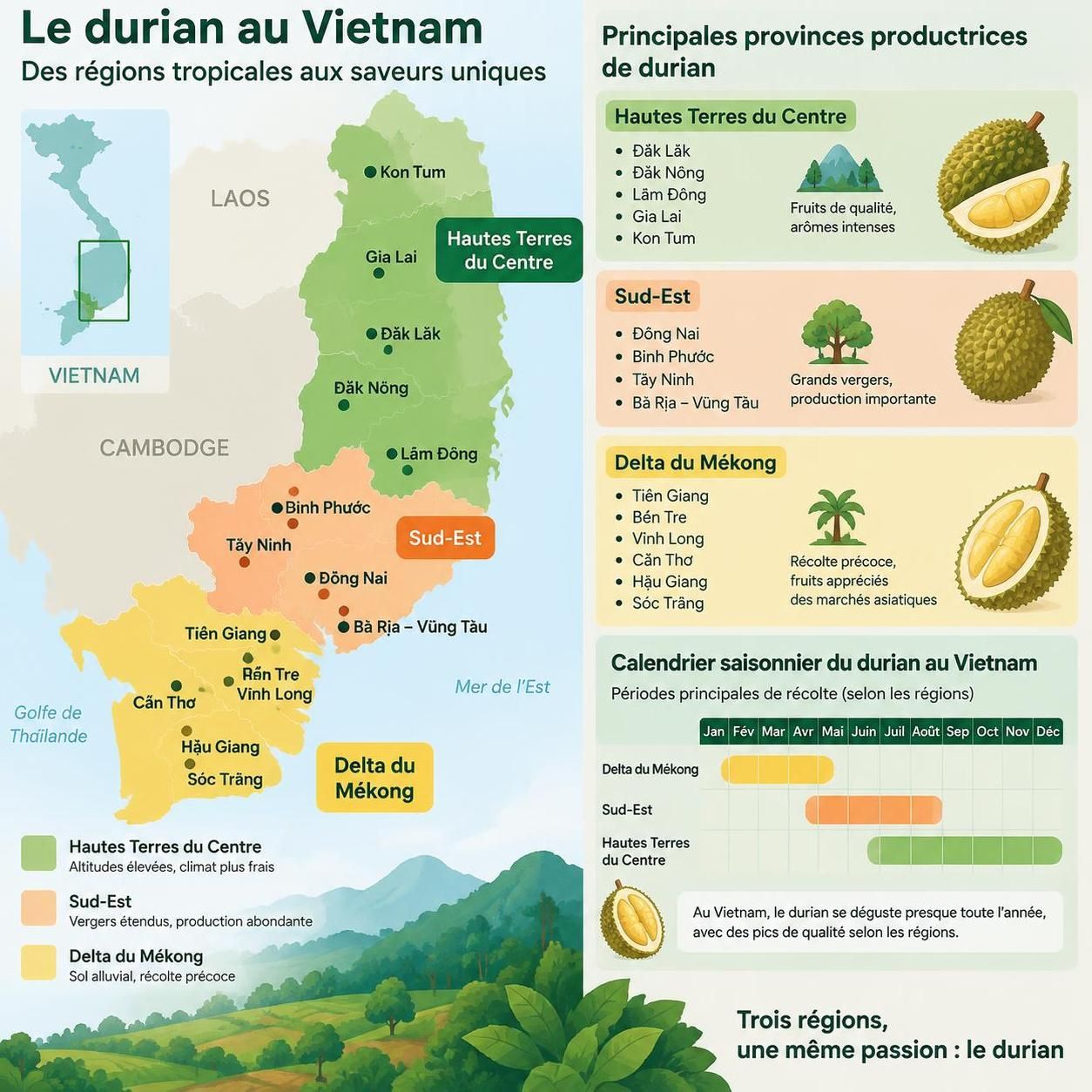 découvrez comment choisir un durian au vietnam, où savourer le roi des fruits et comment les planteurs des hautes terres en vivent.