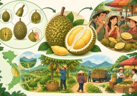 Durian au Vietnam : comment choisir le roi des fruits, où le manger et les planteurs des Hautes Terres qui en vivent au vietnam, apprenez à choisir un durian mûr, où savourer le roi des fruits et comment les planteurs des hautes terres en vivent.