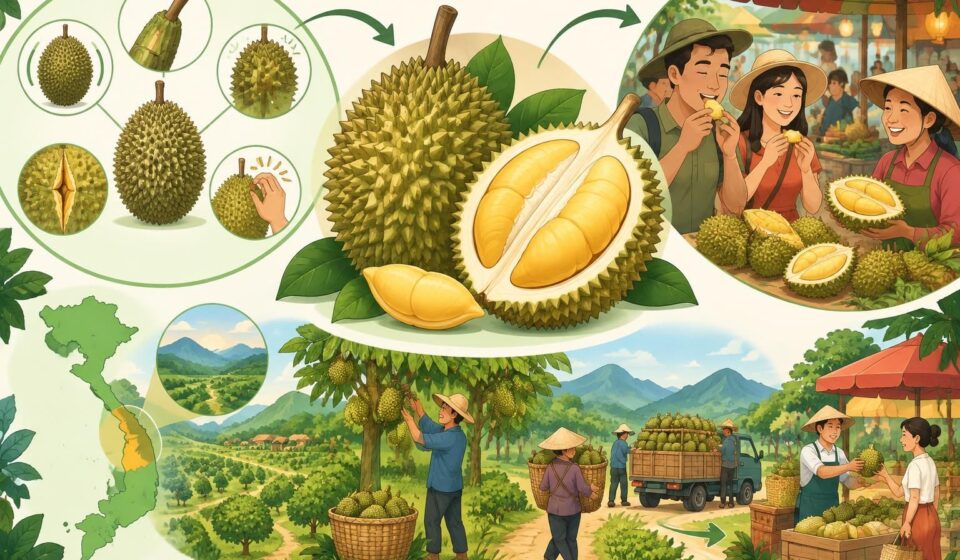 au vietnam, apprenez à choisir un durian mûr, où savourer le roi des fruits et comment les planteurs des hautes terres en vivent.