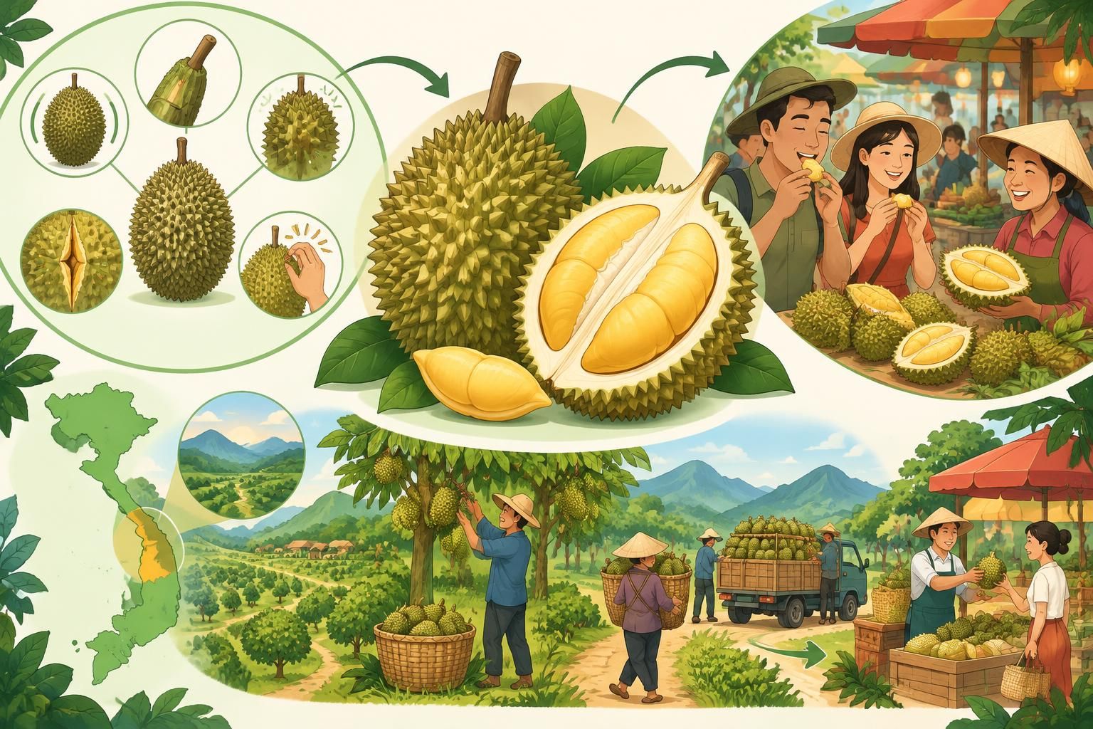 au vietnam, apprenez à choisir un durian mûr, où savourer le roi des fruits et comment les planteurs des hautes terres en vivent.