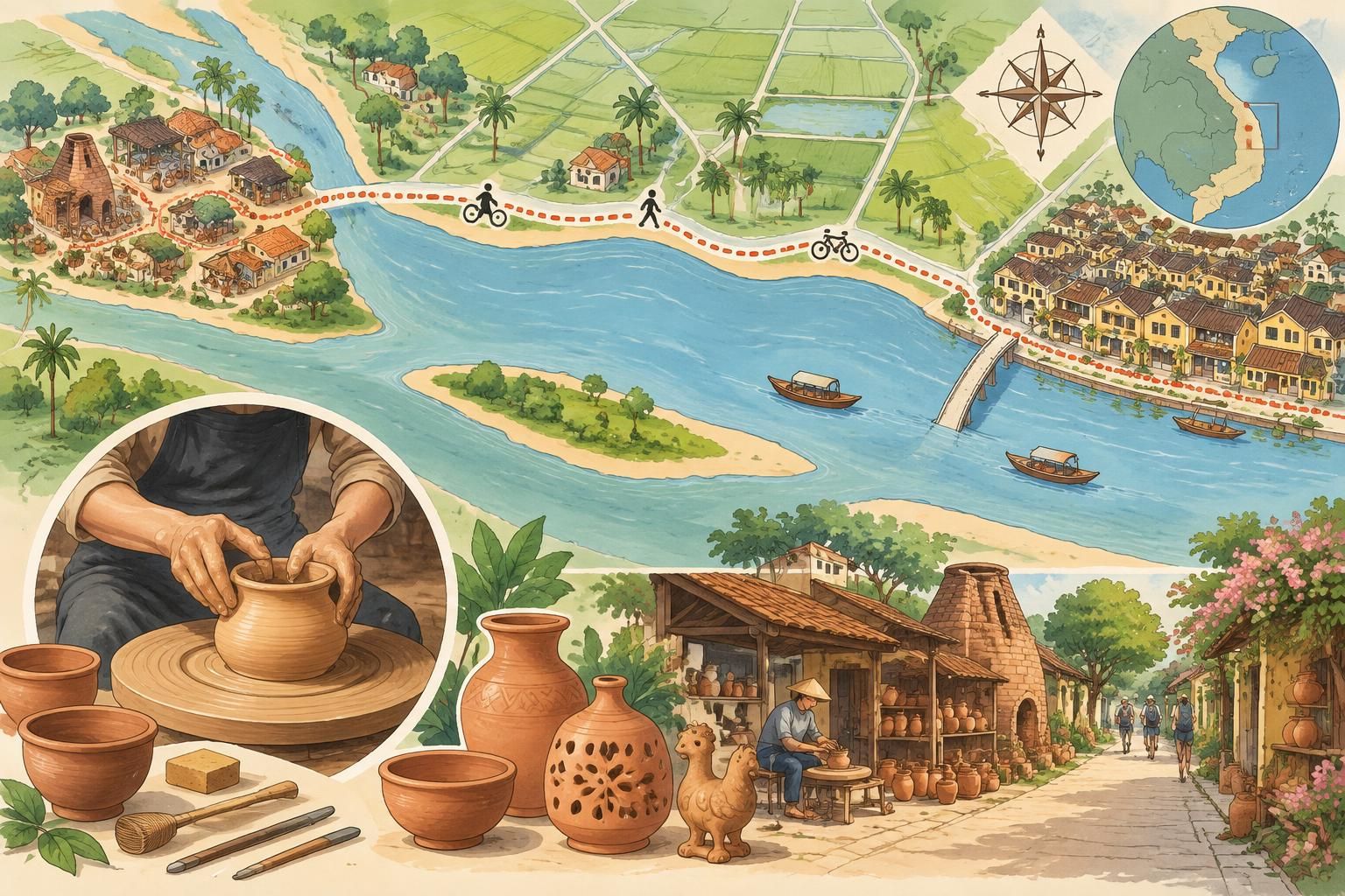 à 3 km du vieux quartier de hội an, découvrez thanh hà, ses potiers, leurs gestes ancestraux et un village artisanal encore préservé du tourisme de masse.