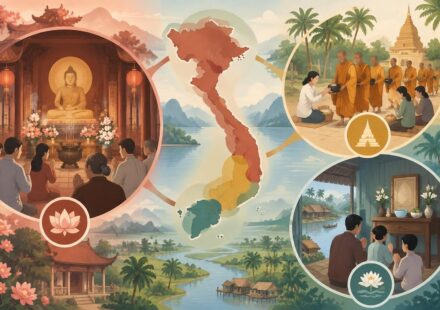 Les trois bouddhismes du Vietnam : Mahayana, Theravada et Hòa Hảo — trois pratiques, trois visages d’un pays découvrez les trois courants bouddhistes du vietnam — mahayana, theravada et hòa hảo — et explorez leurs pratiques, leurs croyances et les visages d’un pays.
