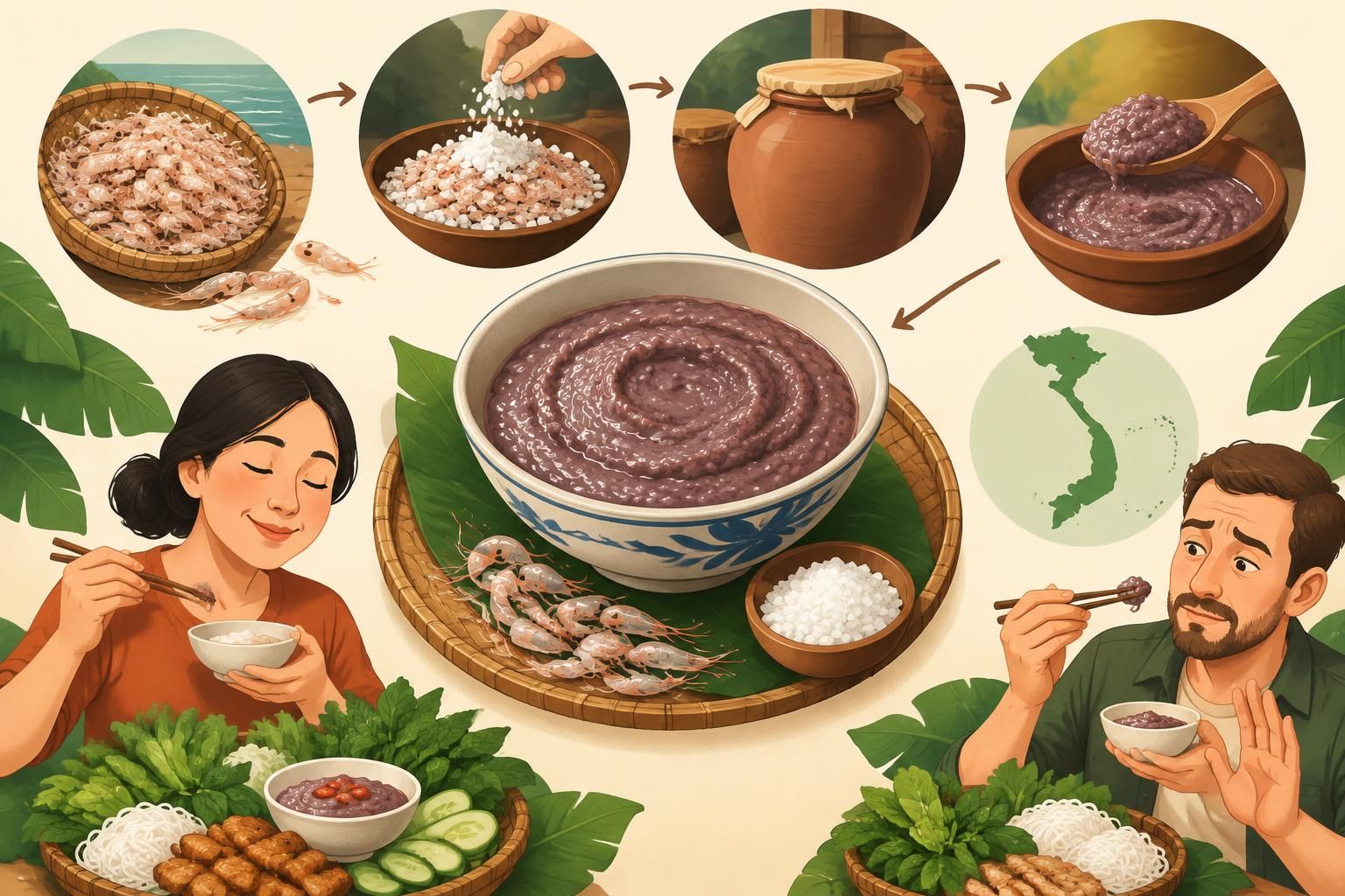 découvrez le mắm tôm, cette pâte de crevettes fermentée au goût puissant, incontournable au vietnam et souvent redoutée par les voyageurs.