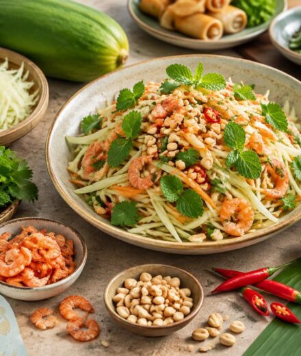 Nộm : la salade de papaye verte, herbes et crevettes séchées — la fraîcheur qui accompagne chaque repas découvrez le nộm, une salade vietnamienne de papaye verte croquante, d’herbes fraîches et de crevettes séchées, idéale pour accompagner chaque repas.
