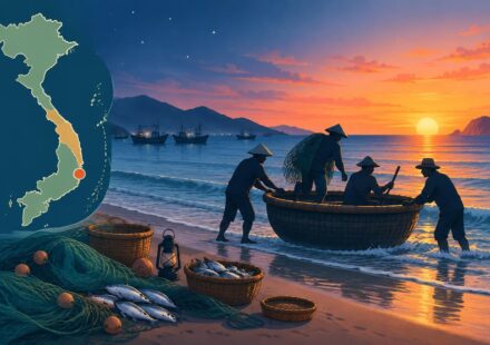 Pêche de nuit avec les pêcheurs de Phan Rang : monter sur un bateau rond au lever du soleil vivez une pêche de nuit avec les pêcheurs de phan rang, puis embarquez sur un bateau rond au lever du soleil pour découvrir la côte vietnamienne.