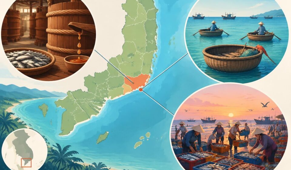 découvrez phan thiết, ville emblématique de bình thuận, entre fabrication de sauce de poisson, bateaux ronds et marchés animés dès l’aube.