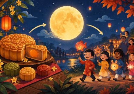 Tết Trung Thu : la fête de la mi-automne, les gâteaux de lune et la nuit des lanternes que les enfants attendent découvrez tết trung thu, la fête vietnamienne de la mi-automne : gâteaux de lune, lanternes colorées et magie d’une nuit tant attendue par les enfants.