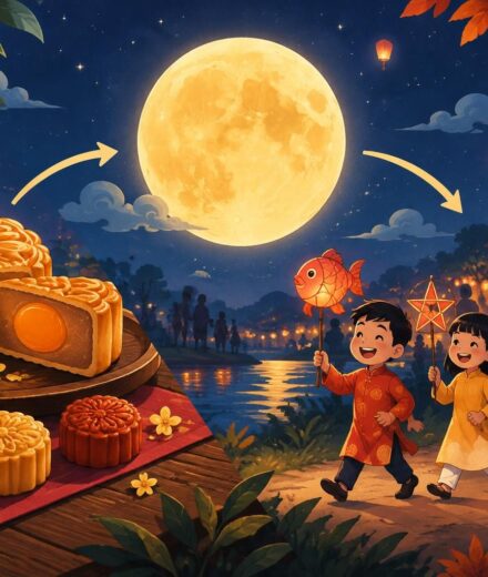 Tết Trung Thu : la fête de la mi-automne, les gâteaux de lune et la nuit des lanternes que les enfants attendent découvrez tết trung thu, la fête vietnamienne de la mi-automne : gâteaux de lune, lanternes colorées et magie d’une nuit tant attendue par les enfants.
