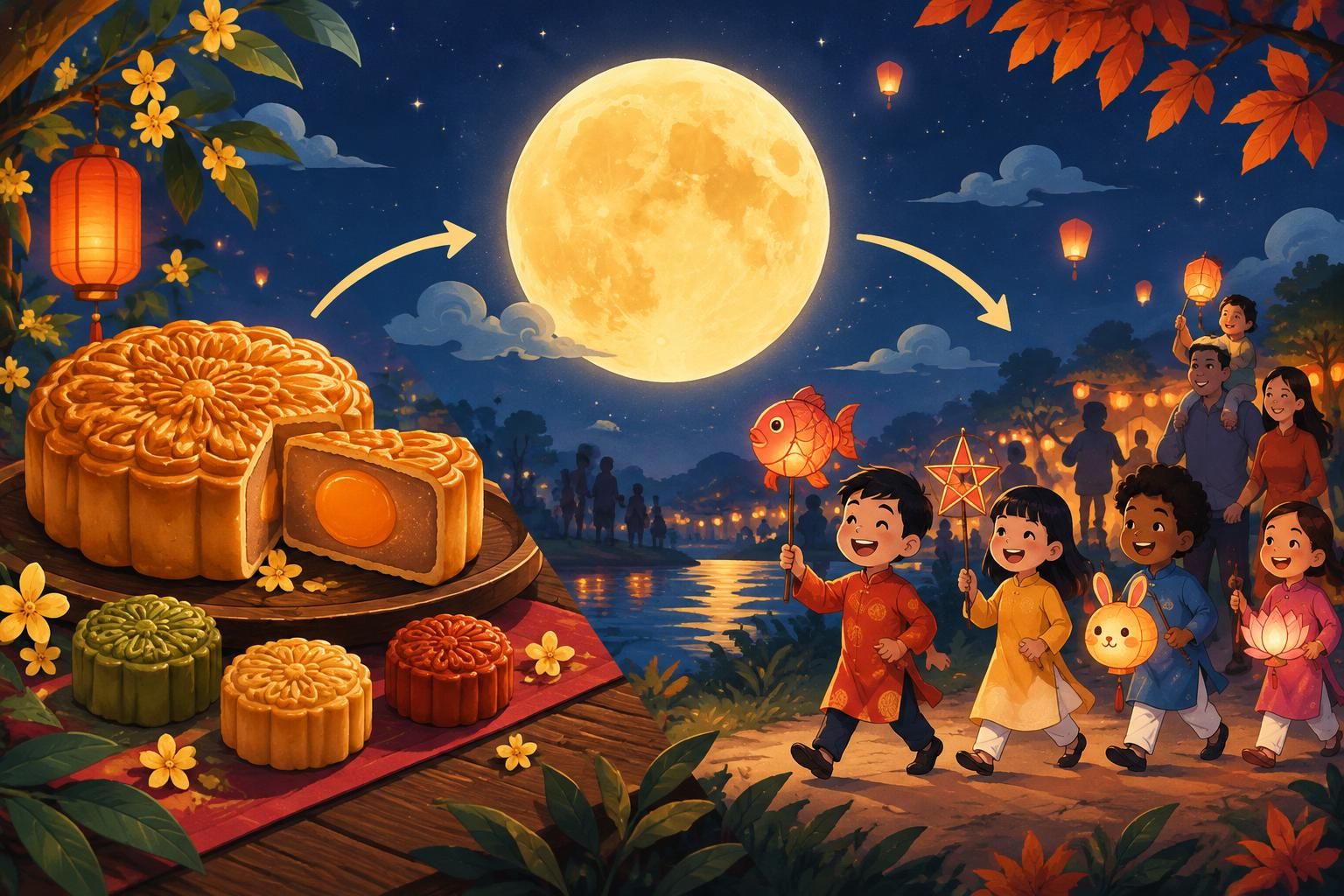 découvrez tết trung thu, la fête vietnamienne de la mi-automne : gâteaux de lune, lanternes colorées et magie d’une nuit tant attendue par les enfants.